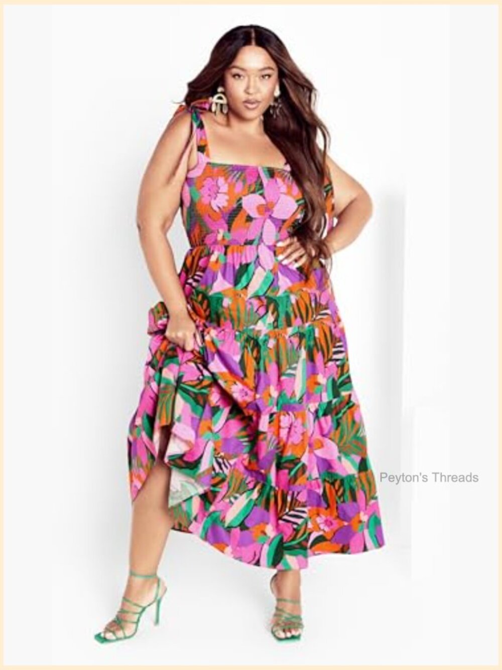Plus Size Maxi Dress with Side Pockets and Adjustable Straps - Picture 3 of 7